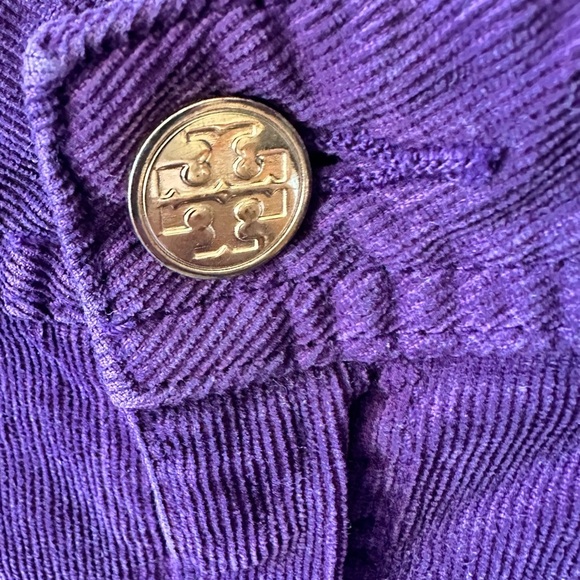 Tory Burch Purple Corduroy Pants with‎ Gold Embellishment Skinny Size 29 - Picture 3 of 6